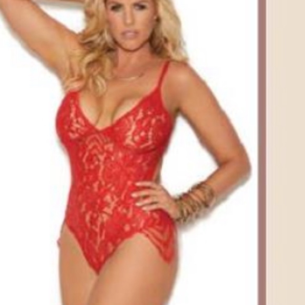 Plus size Red Lacey bodysuit
